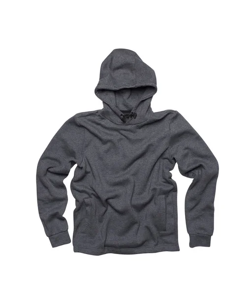 Gray Male Hoodie Sweatshirt Long Sleeve Isolated White Background — Stock Photo, Image