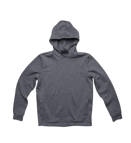 Gray Male Hoodie Sweatshirt Long Sleeve Isolated White Background — Stock Photo, Image