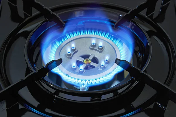 Cocina Gas Con Fuego Ardiente Gas Propano Cerca — Foto de Stock