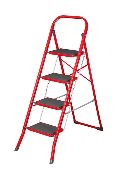Escada Vermelha Isolada Fundo Branco — Fotografia de Stock