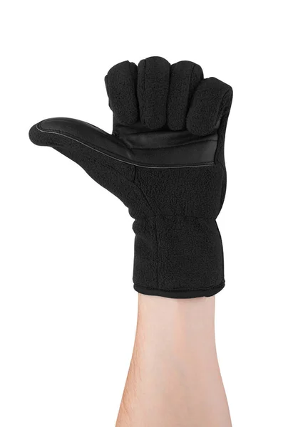 Mens Black Leather Gloves Isolated White Background — 图库照片