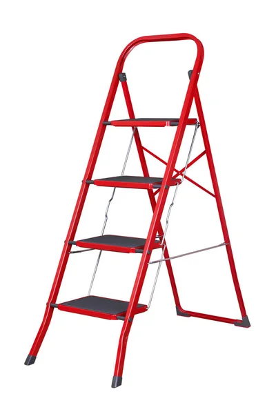 Красная Лестница Белом Фоне — стоковое фото