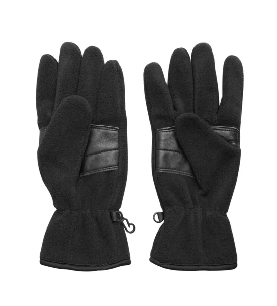 Mens Black Leather Gloves Isolated White Background — 스톡 사진