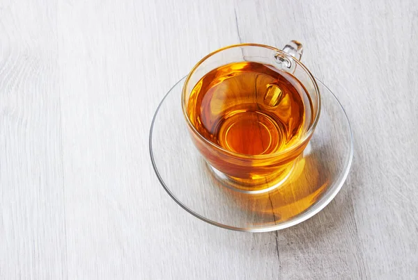 Чашка Чая Светлом Деревянном Фоне — стоковое фото