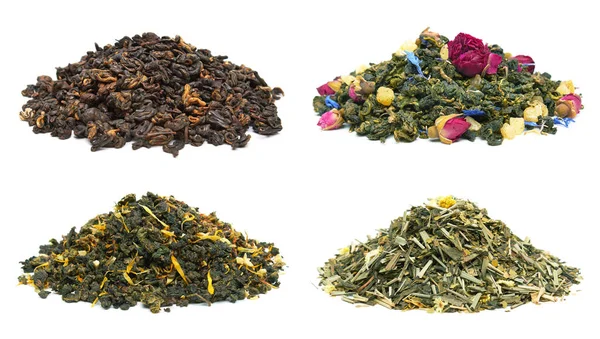 Set Tea Heapes Isolated White Background — Stock Photo, Image