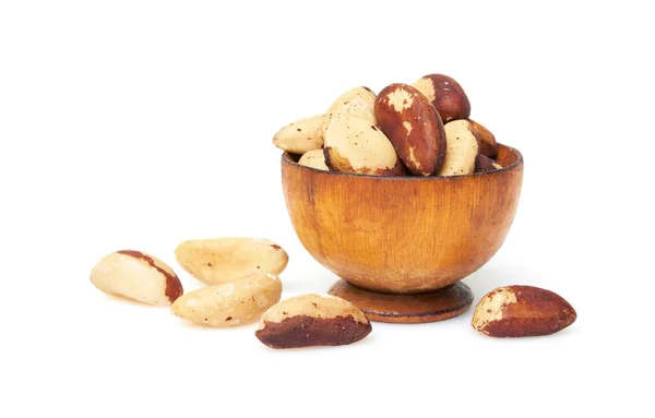 Bertholletia Brazil Nuts Bowl Isolated White Background — Stock Photo, Image