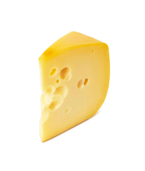 在白色背景上分离的一块奶酪 — 图库照片