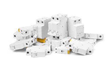 Automatic circuit breaker, isolated on a white background. Automatic electricity switcher.