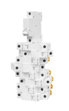 Automatic circuit breaker, isolated on a white background. Automatic electricity switcher.