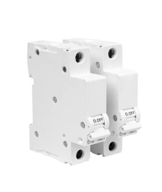 Automatic circuit breaker, isolated on a white background. Automatic electricity switcher.