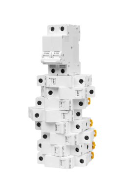 Automatic circuit breaker, isolated on a white background. Automatic electricity switcher.