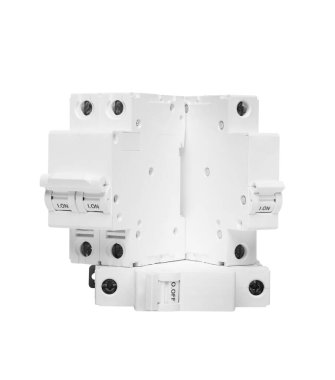 Automatic circuit breaker, isolated on a white background. Automatic electricity switcher.