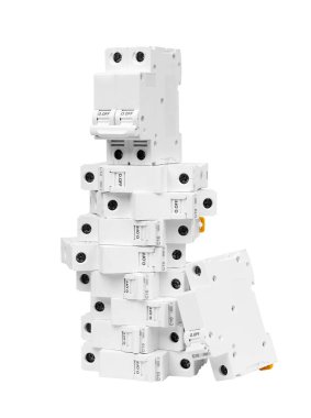 Automatic circuit breaker, isolated on a white background. Automatic electricity switcher.