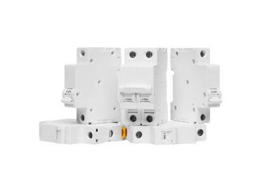 Automatic circuit breaker, isolated on a white background. Automatic electricity switcher.