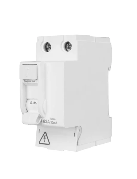 Automatic Circuit Breaker Isolated White Background Automatic Electricity Switcher — 图库照片