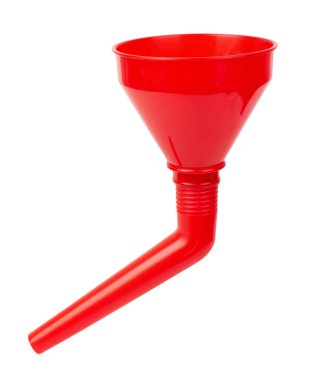 Beyaz arkaplanda izole edilmiş plastik huni sıvısı