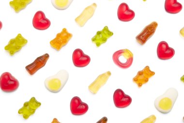 Beyaz arkaplandaki Şekerlerin Çeşitliliği