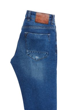 beyaz arkaplanda izole edilmiş mavi kot pantolon