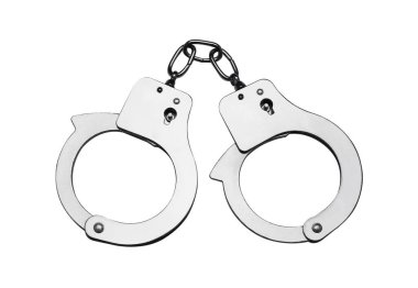 Beyaz bir arka plan üzerinde izole kelepçe