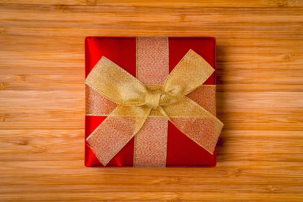 Top View Beautiful Gift Box Important Day Wood Background — Stock Photo, Image