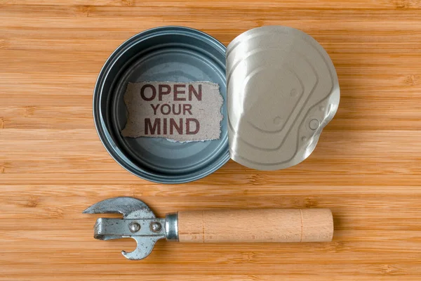 Abre Mente Nuevo Creativo Pensamiento Mensaje Abre Mente Pedazo Papel — Foto de Stock
