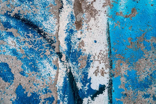 Blaue Farbe Blättert Der Wand Betonwand Mit Alter Rissiger Abblätternder — Stockfoto