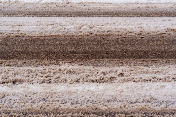 Icing Chemicals Sand Winter Road Winter Road City — Stock Photo, Image