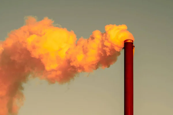 Thick Toxic Smoke Coming Out Chemical Factory Chimney Sky Background — Stock Photo, Image