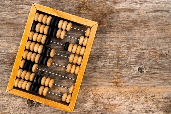 Abacus Madeira Velha Fundo Madeira Com Espaço Cópia Para Texto — Fotografia de Stock