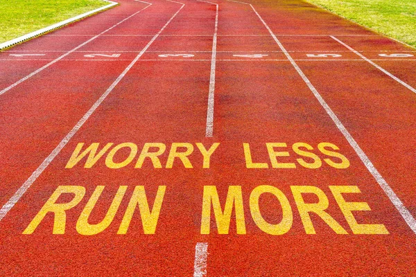 Worry Less Run More Written Rubberized Running Track Motivational Quotes — Stock Photo, Image