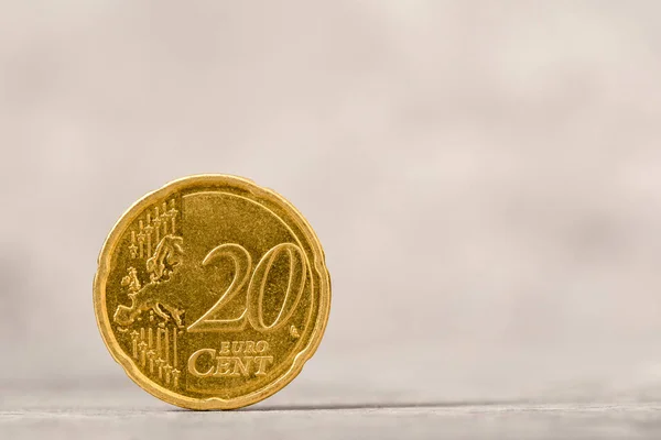 Двадцять Євро Картою Європи Монетному Обличчі Копіювальний Простір — стокове фото