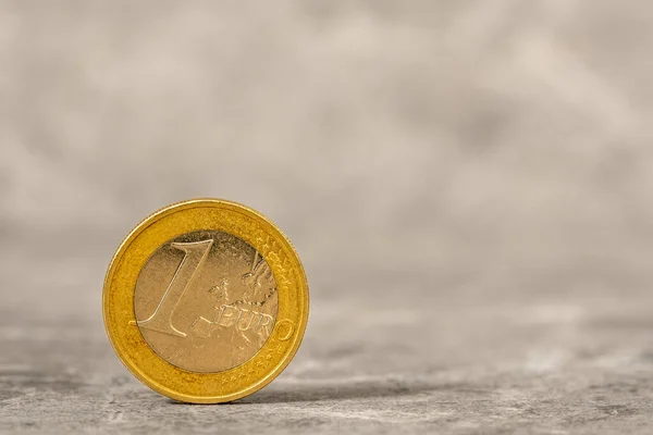 Ett Euromynt Med Europakarta Euro Mynt Sten Bakgrund Med Kopia — Stockfoto
