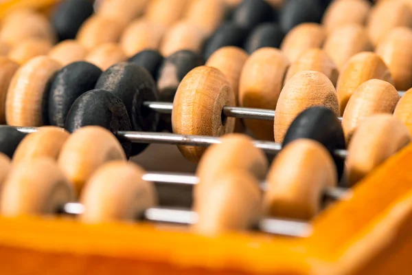 Close Photo Vintage Wooden Abacus Calculation Selective Focus — Stock Photo, Image
