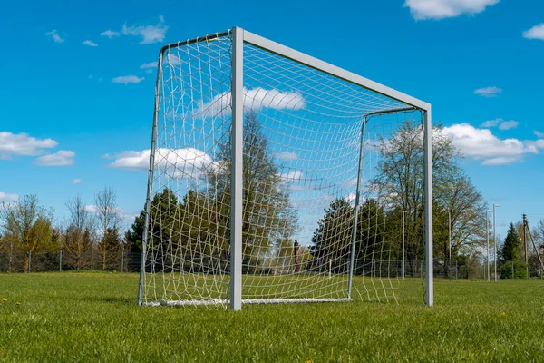 Portão Gol Rede Futebol Pronto Para Começar Jogo Mini Gol — Fotografia de Stock