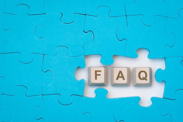 Faq Message Computer Keyboard Keys Placed Blue Puzzle Acronym Faq — Stock Photo, Image