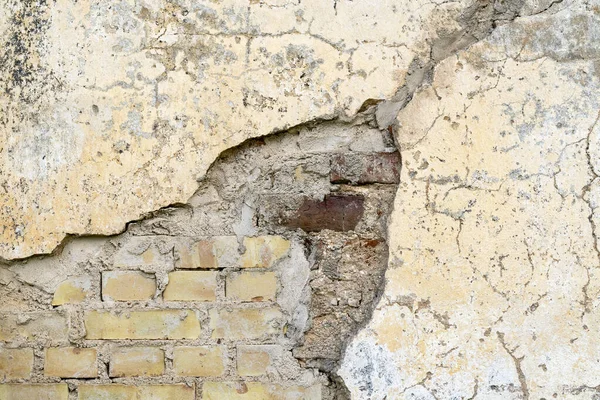Gamla Spruckna Tegelvägg Horisontell Bakgrund Brickwall Bakgrund White Stonewall Surface — Stockfoto