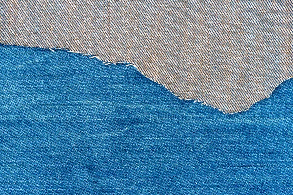 Cadre Tissu Jean Bleu Denim Tissu Denim Déchiré Texture Jeans — Photo