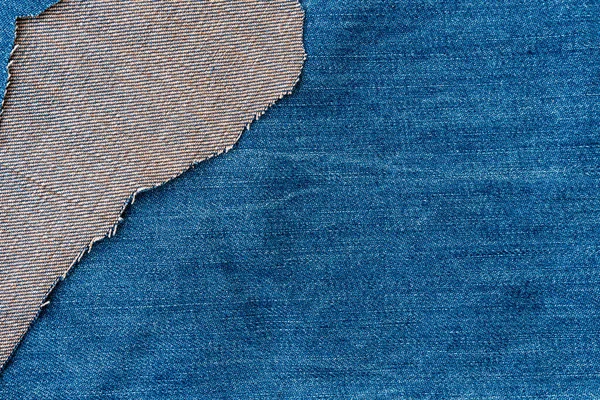 Cadre Tissu Jean Bleu Denim Tissu Denim Déchiré Texture Jeans — Photo
