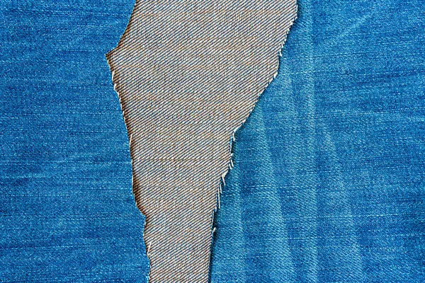 Tecido Jeans Azul Ganga Tecido Ganga Rasgado Destruído Rasgado Ganga — Fotografia de Stock