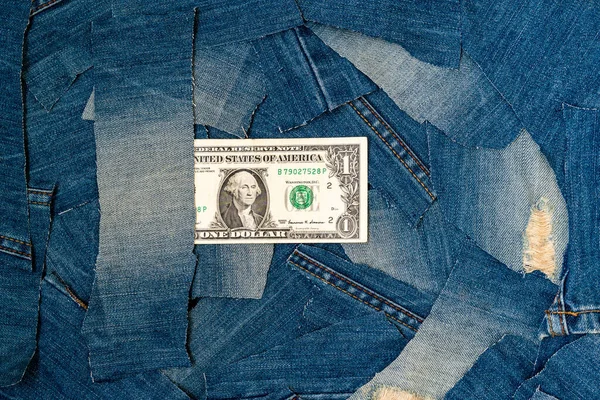 Recyklovat Staré Džíny Šetřit Peníze Oblečení Denim Upcycle Cirkulační Ekonomika — Stock fotografie
