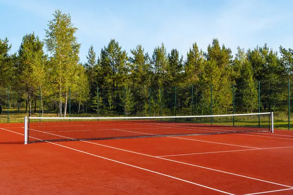 Empty Tennis Court Park Sunny Day Stock Picture