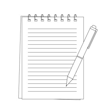 Beyaz arkaplan üzerindeki spiral not defterinin vektör illüstrasyonu