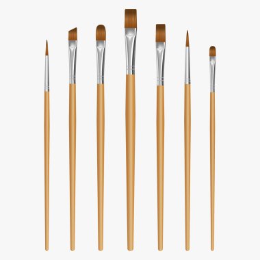 Beyaz arka planda izole edilmiş boya fırçaları. Vektör illüstrasyonu