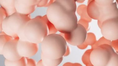 Arka plandaki küreleri kaotik bir şekilde hareket ettiren 3 boyutlu görüntüleme, soyut değişen şekiller, yumuşak odaklı hareket eden elementler.