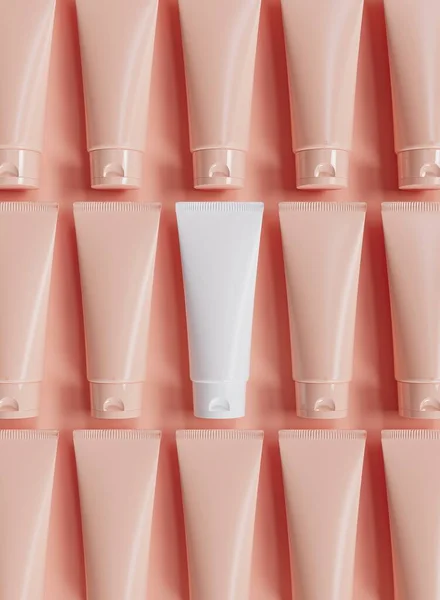 Groep Crèmebuizen Plat Lay Veel Cosmetische Beauty Product Containers Commecial — Stockfoto