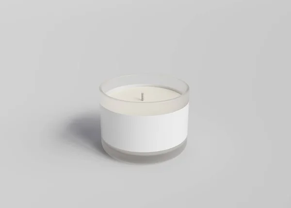 Frosted Glass Candle Jar Gray Background Render Mockup Container Candle — Stock Photo, Image