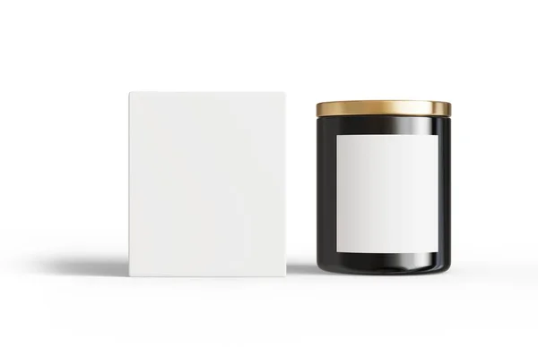 Schwarze Keramik Kerzengläser Mit Deckel Und Schachtel Isoliert Auf Transparentem — Stockfoto