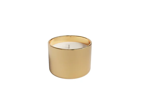 Ανοιχτό Κίτρινο Χρυσό Βάζο Κερί Απομονωμένο Διαφανές Φόντο Αρωματικό Κερί — Φωτογραφία Αρχείου