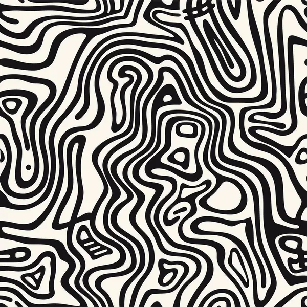Ein Monochromes Labyrinthmuster Auf Weißem Hintergrund Inspiriert Von Natur Und — Stockvektor