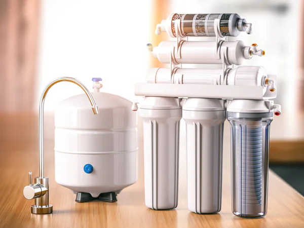 Omvänd Osmos Vattenreningssystem Ett Bord Vattenreningssystem Illustration — Stockfoto